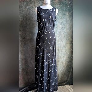 Vintage 90s Bias Cut Floral Maxi Dress 100% Rayon Size S